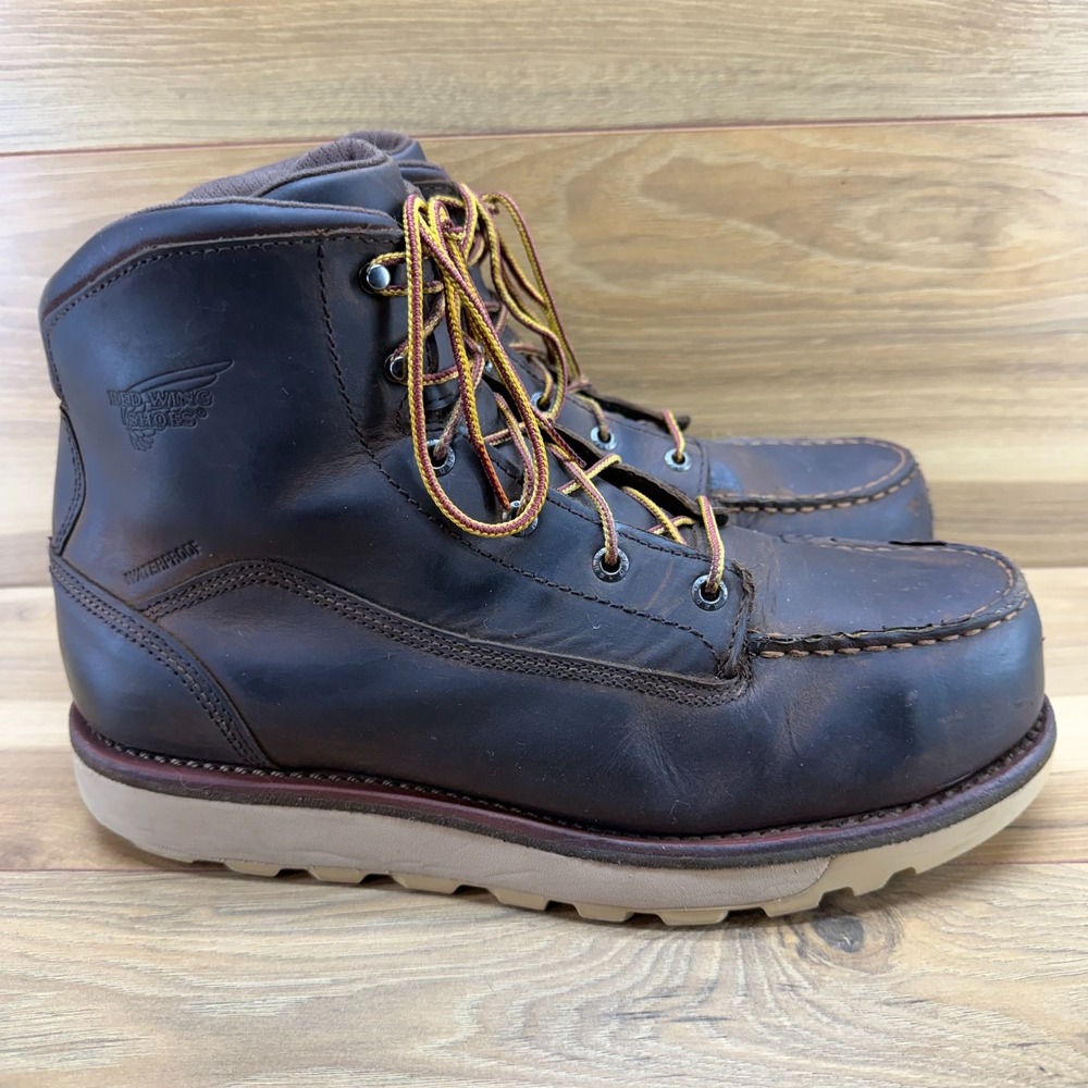 RED WING Traction Tred Lite Boot Men 11 D Moc Toe Heritage Wedge Safety Toe WP